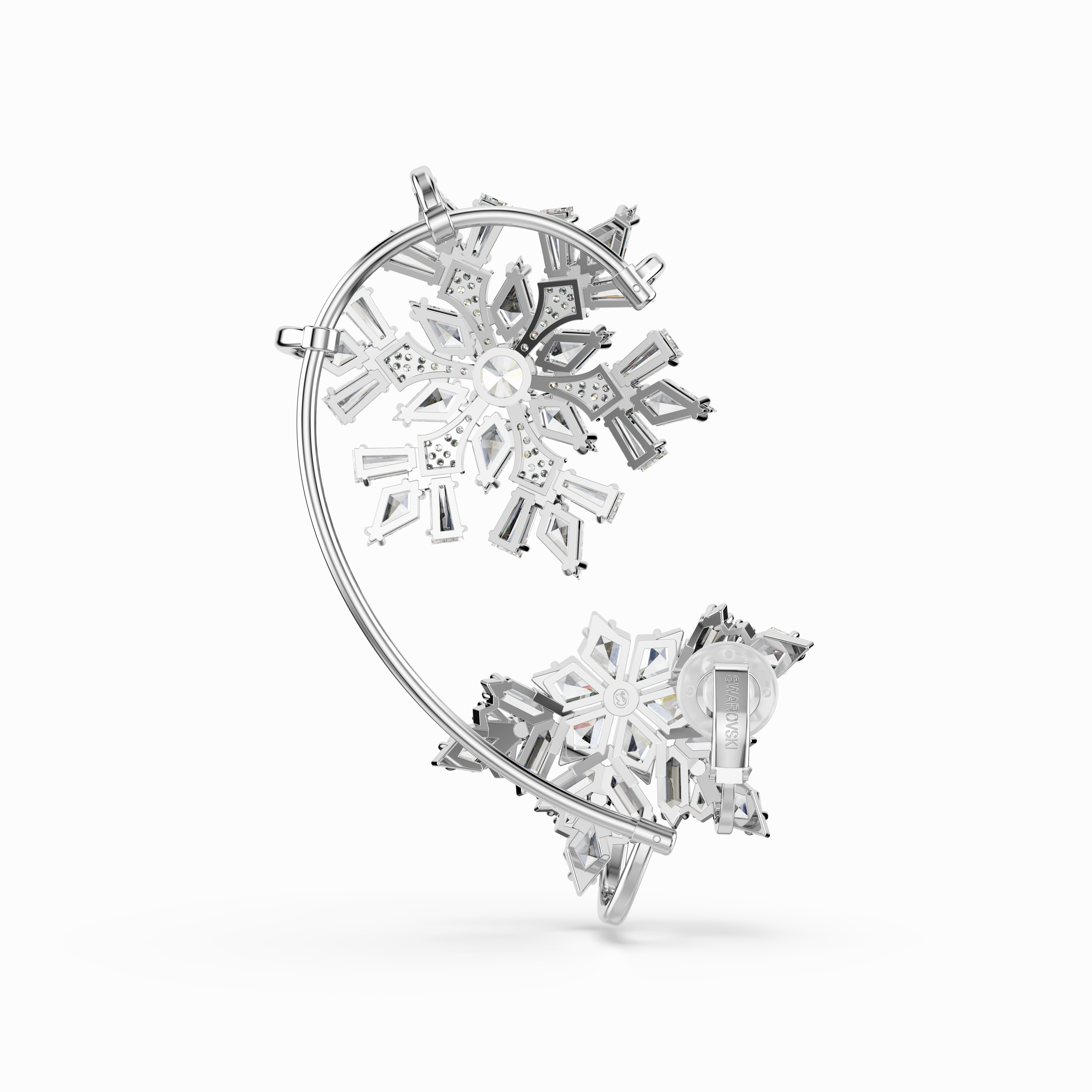 Swarovski Idyllia Ear Cuff Single Mixed Cuts Snowflake White Rhodium Plated