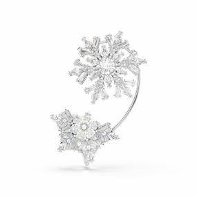 Swarovski Idyllia Ear Cuff Single Mixed Cuts Snowflake White Rhodium Plated 