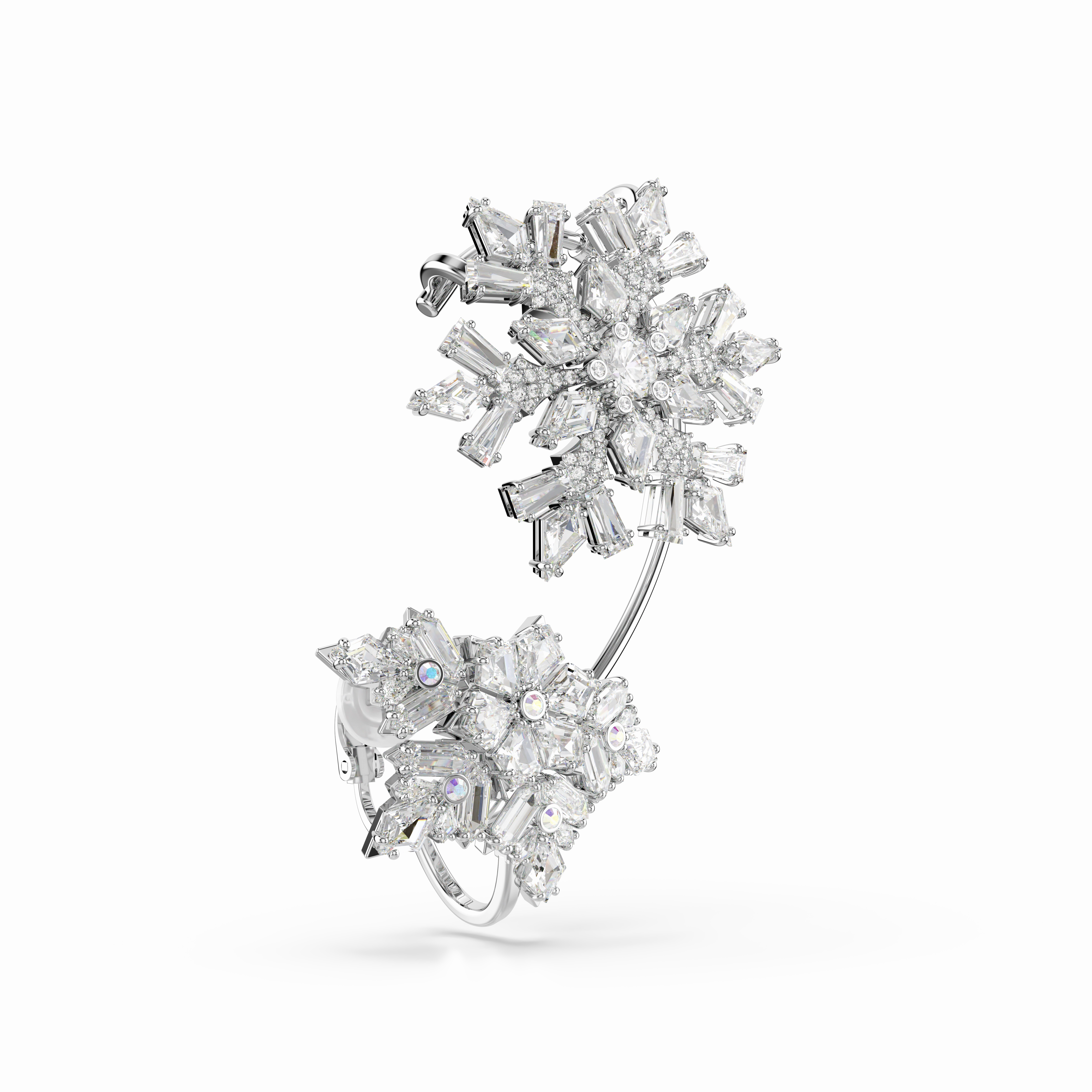 Swarovski Idyllia Ear Cuff Single Mixed Cuts Snowflake White Rhodium Plated