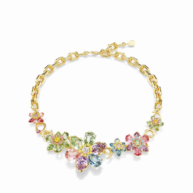 Swarovski Idyllia Necklace Mixed cuts Flower Multicolored Gold-tone plated fashion-jewelry  