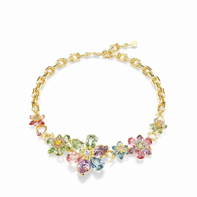 Swarovski Idyllia Necklace Mixed cuts Flower Multicolored Gold-tone plated fashion-jewelry  