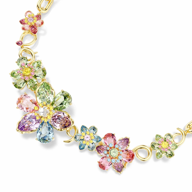 Swarovski Idyllia Necklace Mixed cuts Flower Multicolored Gold-tone plated