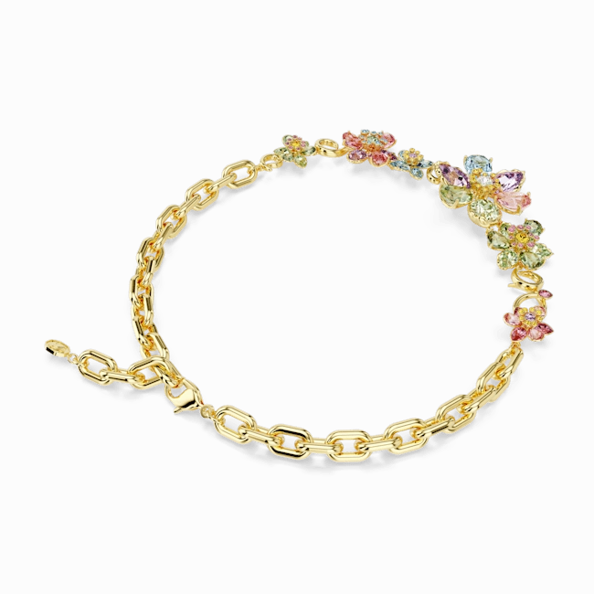 Swarovski Idyllia Necklace Mixed cuts Flower Multicolored Gold-tone plated