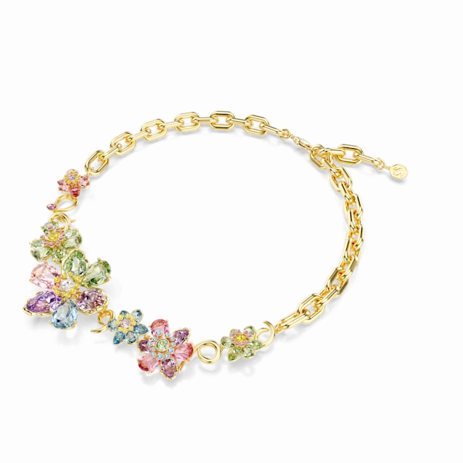 Swarovski Idyllia Necklace Mixed cuts Flower Multicolored Gold-tone plated