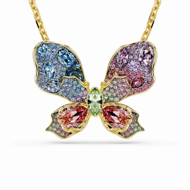 Swarovski Idyllia pendant and brooch Mixed cuts Pav Butterfly Multicolored Mixed metal finish fashion-jewelry  