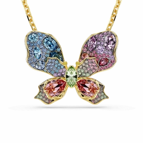 Swarovski Idyllia pendant and brooch Mixed cuts Pav Butterfly Multicolored Mixed metal finish fashion-jewelry  