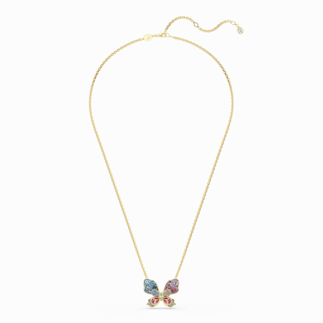 Swarovski Idyllia pendant and brooch Mixed cuts Pav Butterfly Multicolored Mixed metal finish