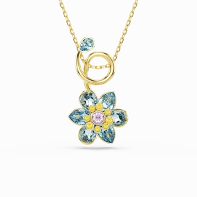 Swarovski Idyllia pendant Mixed cuts Flower Blue Gold-tone plated fashion-jewelry  