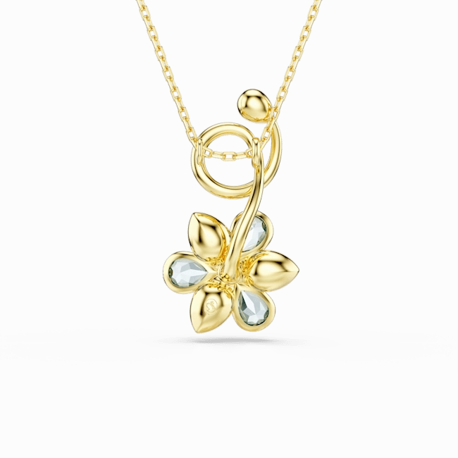 Swarovski Idyllia pendant Mixed cuts Flower Blue Gold-tone plated