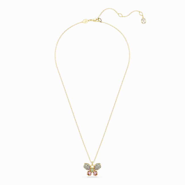 Swarovski Idyllia pendant Mixed cuts Pav Butterfly Multicolored Gold-tone plated