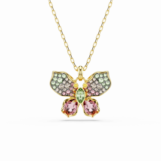 Swarovski Idyllia pendant Mixed cuts Pav Butterfly Multicolored Gold-tone plated fashion-jewelry  