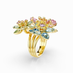 Swarovski Idyllia Ring Mixed Cuts Flower Multicolored Gold-Tone Plated fashion-jewelry  