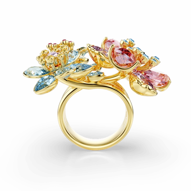 Swarovski Idyllia Ring Mixed Cuts Flower Multicolored Gold-Tone Plated