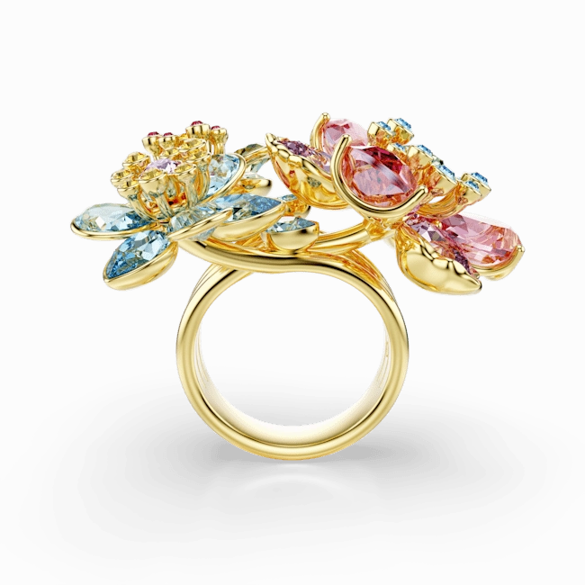Swarovski Idyllia Ring Mixed cuts Flower Multicolored Gold-tone plated fashion-jewelry  