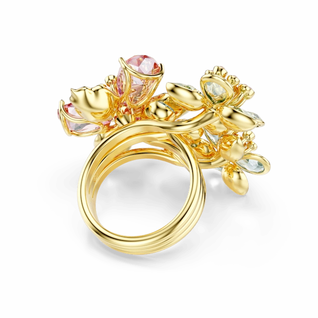 Swarovski Idyllia Ring Mixed cuts Flower Multicolored Gold-tone plated