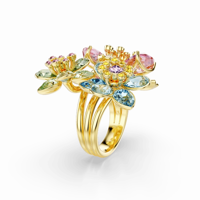 Swarovski Idyllia Ring Mixed Cuts Flower Multicolored Gold-Tone Plated fashion-jewelry  