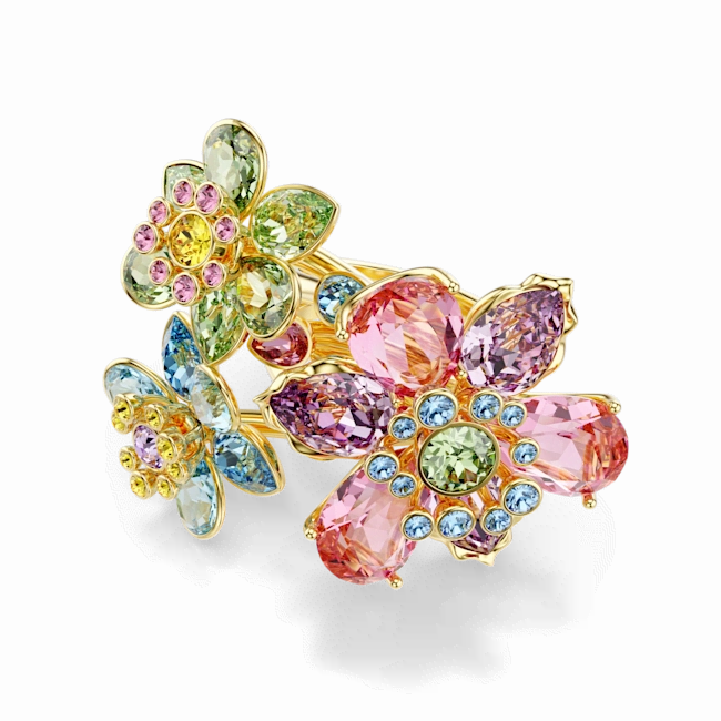 Swarovski Idyllia Ring Mixed cuts Flower Multicolored Gold-tone plated