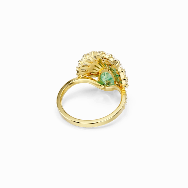 Swarovski Idyllia Ring Mixed Cuts Shell Green Gold-Tone Plated