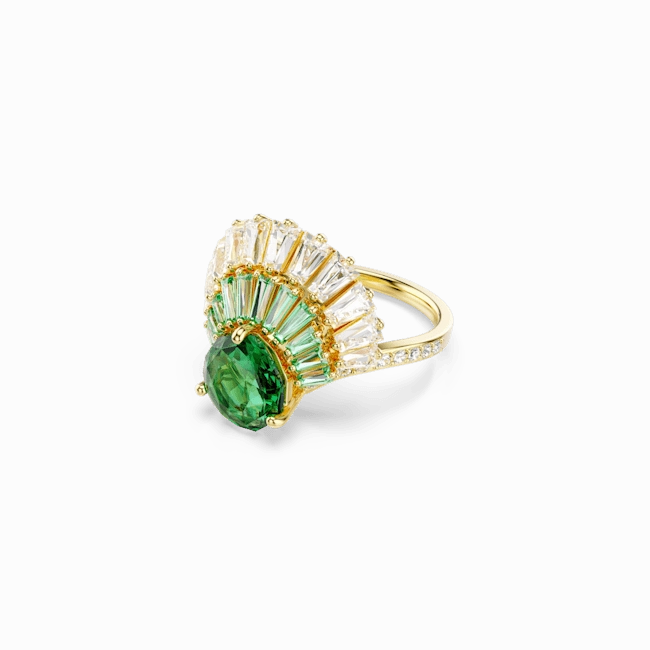 Swarovski Idyllia Ring Mixed Cuts Shell Green Gold-Tone Plated