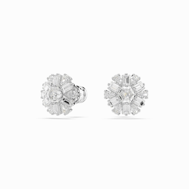 Swarovski Idyllia Stud Earrings Mixed cuts, Snowflake, White, Rhodium plated fashion-jewelry  