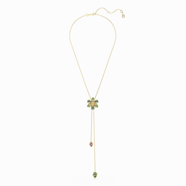 Swarovski Idyllia Y pendant Mixed cuts Flower Multicolored Gold-tone plated