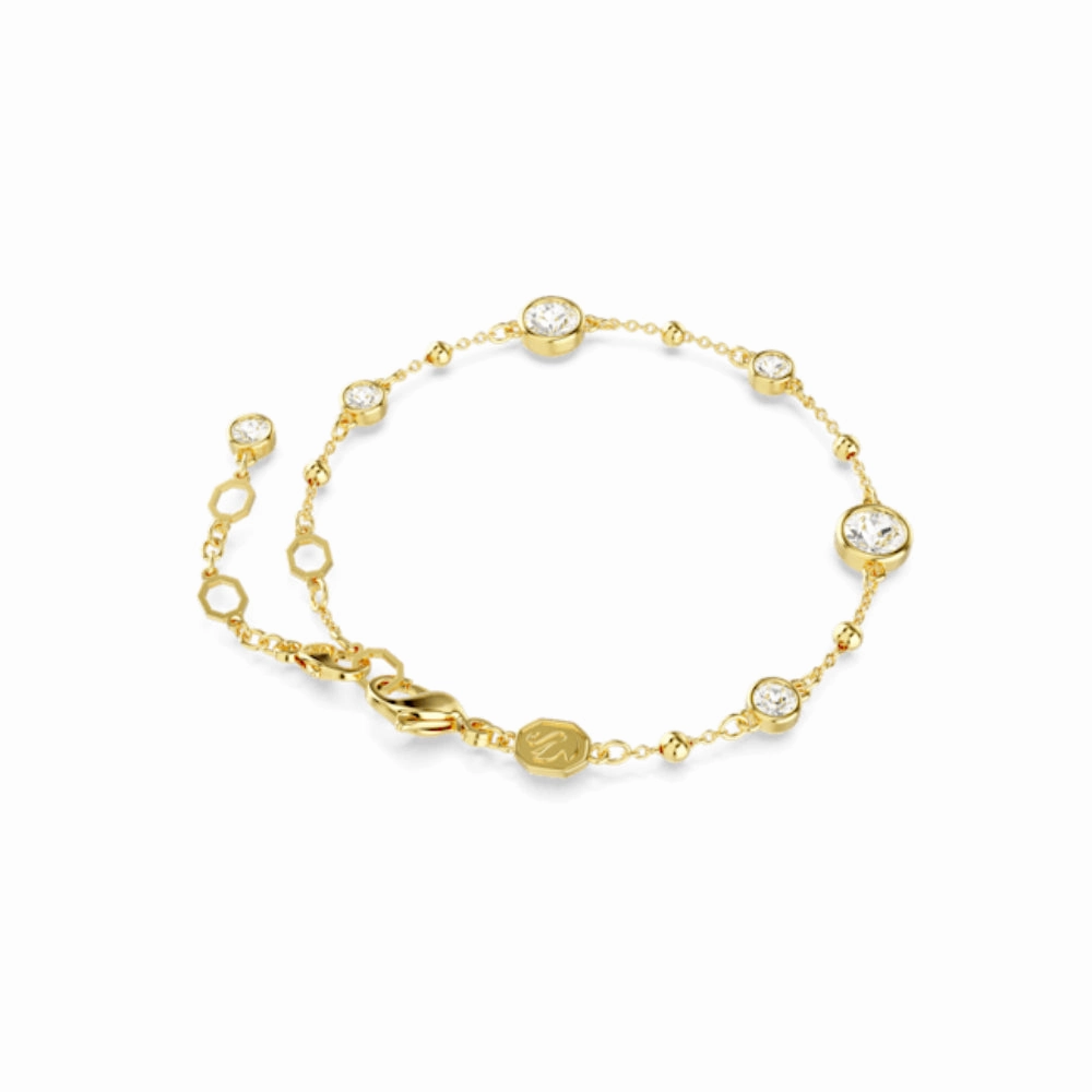 Swarovski Imber Bracelet Round cut, White, Gold-tone plated