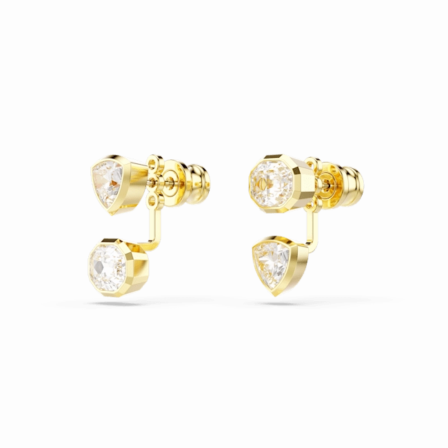 Swarovski Imber Earring Jackets Asymmetrical Design Mixed Cuts White Gold-Tone Plated