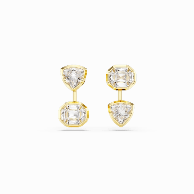Swarovski Imber Earring Jackets Asymmetrical Design Mixed Cuts White Gold-Tone Plated