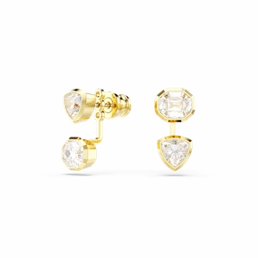 Swarovski Imber Earring Jackets Asymmetrical Design Mixed Cuts White Gold-Tone Plated 