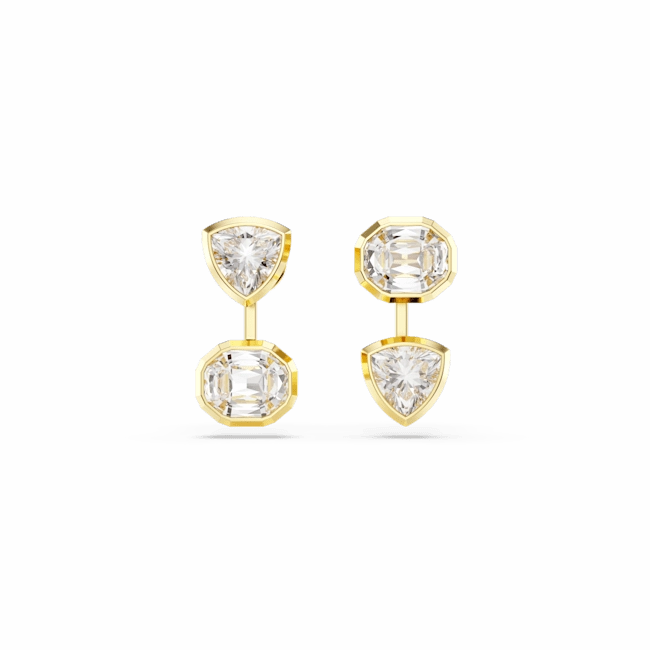 Swarovski Imber Earring Jackets Asymmetrical Design Mixed Cuts White Gold-Tone Plated