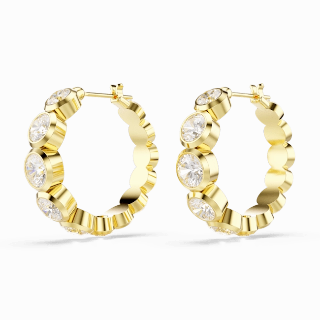 Swarovski Imber Hoop Earrings Round cut White Gold-tone plated