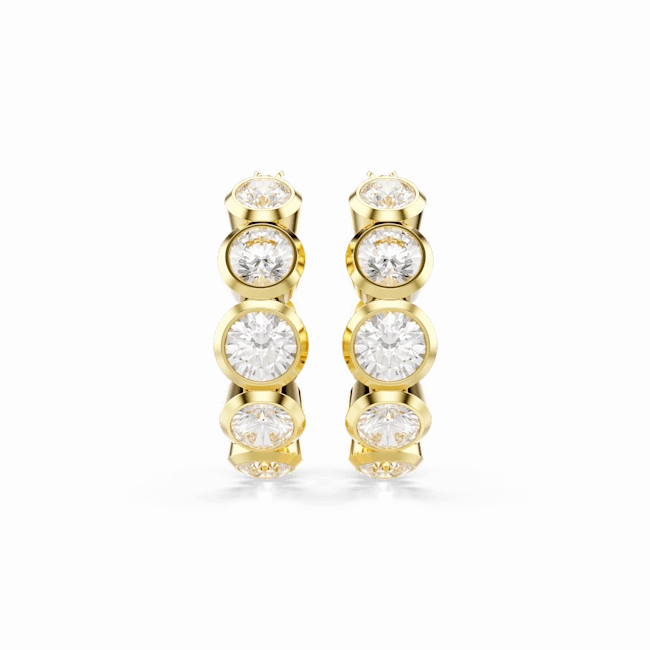 Swarovski Imber Hoop Earrings Round cut White Gold-tone plated