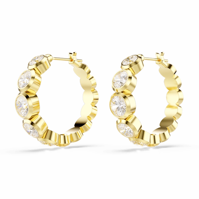 Swarovski Imber Hoop Earrings Round cut White Gold-tone plated