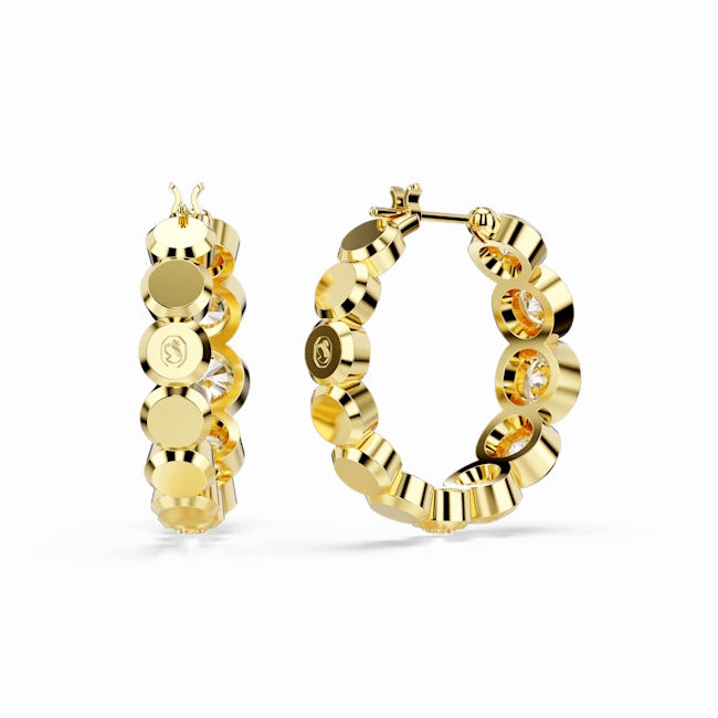 Swarovski Imber Hoop Earrings Round cut White Gold-tone plated