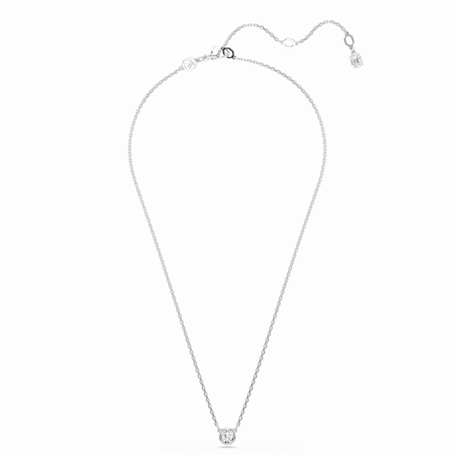 Swarovski Imber necklace pendant Round cut, White, Rhodium plated