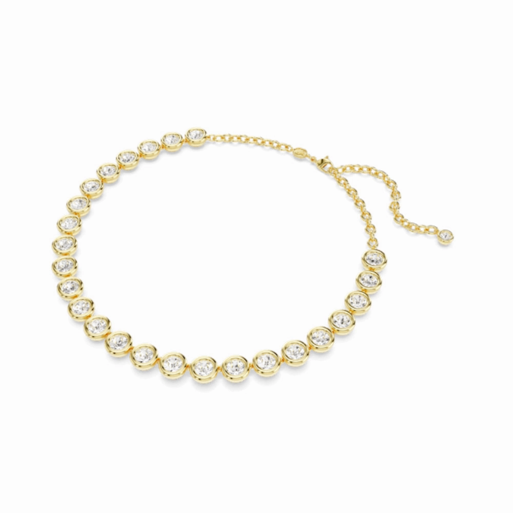 Swarovski Imber Necklace Round cut, White, Gold-tone plated