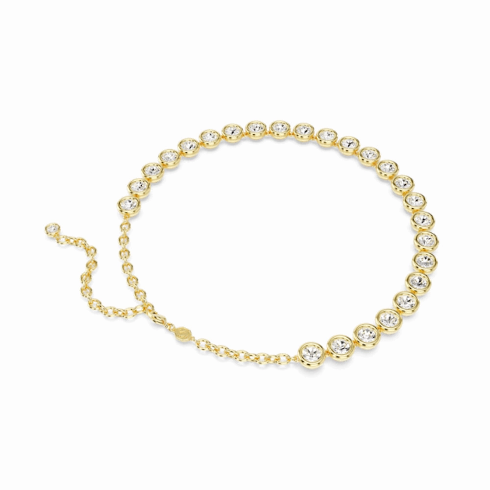 Swarovski Imber Necklace Round cut, White, Gold-tone plated