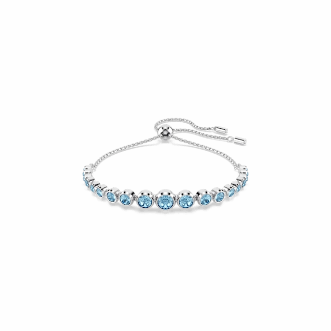Swarovski Imber Tennis Bracelet Mixed Round Cuts Blue Rhodium Plated fashion-jewelry  