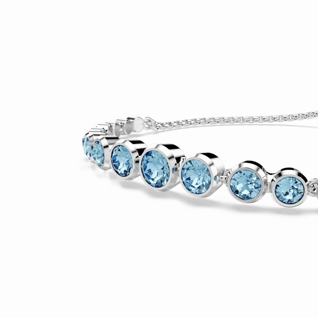 Swarovski Imber Tennis Bracelet Mixed Round Cuts Blue Rhodium Plated