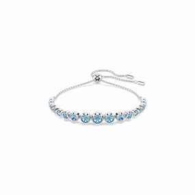 Swarovski Imber Tennis Bracelet Mixed Round Cuts Blue Rhodium Plated fashion-jewelry  