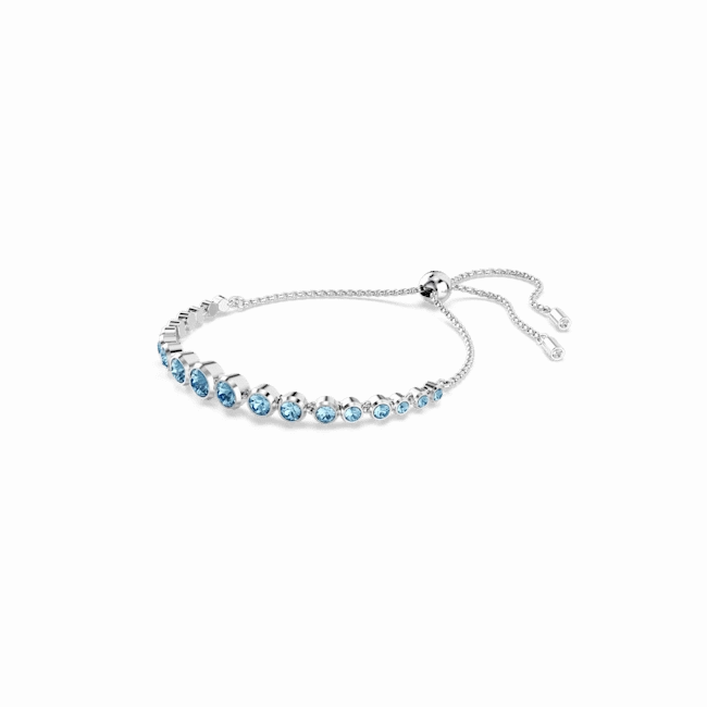 Swarovski Imber Tennis Bracelet Mixed Round Cuts Blue Rhodium Plated