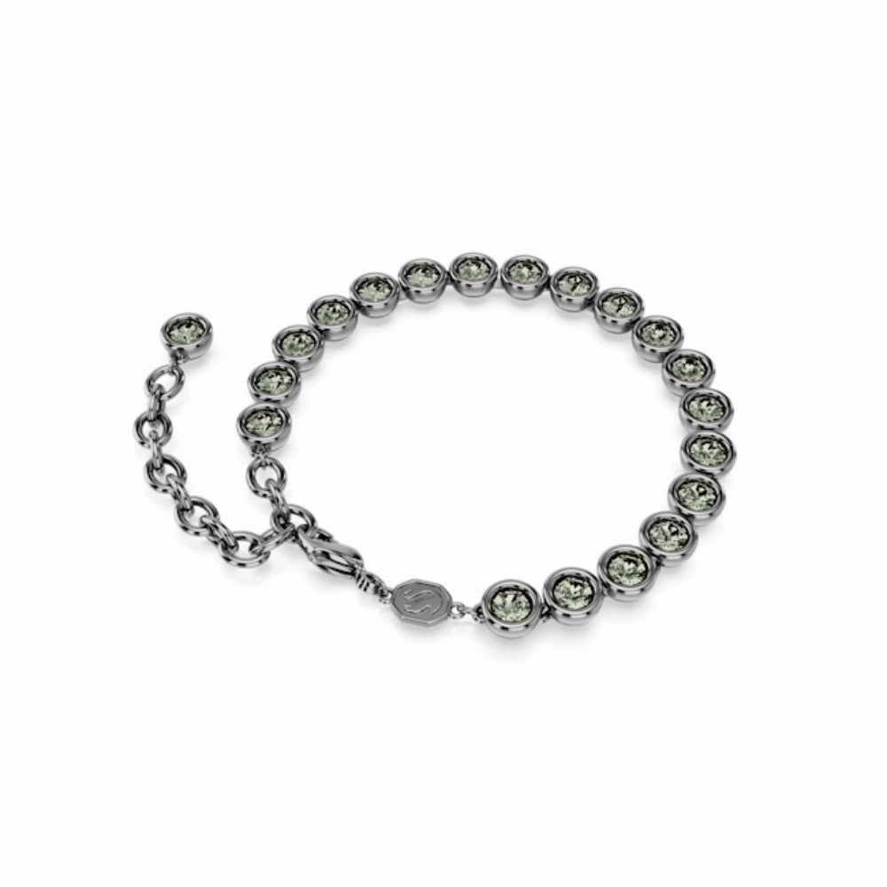 Swarovski Imber Tennis Bracelet Round cut, Black, Ruthenium plated, Medium