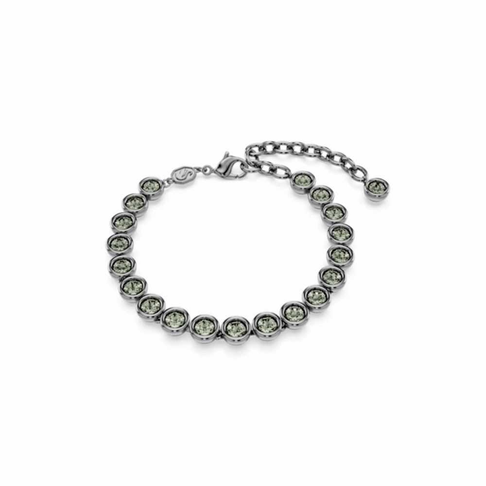 Swarovski Imber Tennis Bracelet Round cut, Black, Ruthenium plated, Medium fashion-jewelry  