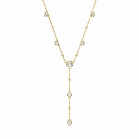 Swarovski Imber Y Necklace Round cut, Scattered design, White, Gold-tone plated fashion-jewelry  