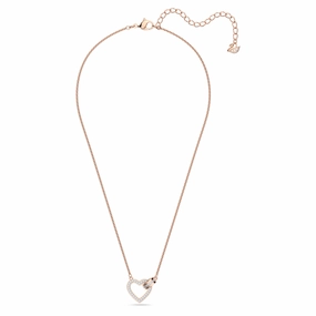 Swarovski Lovely Necklace Heart White Rose-gold tone plated fashion-jewelry  