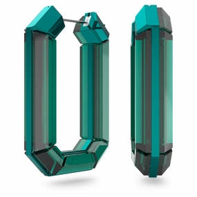 Swarovski Lucent Hoop Earrings Green Rhodium plated 