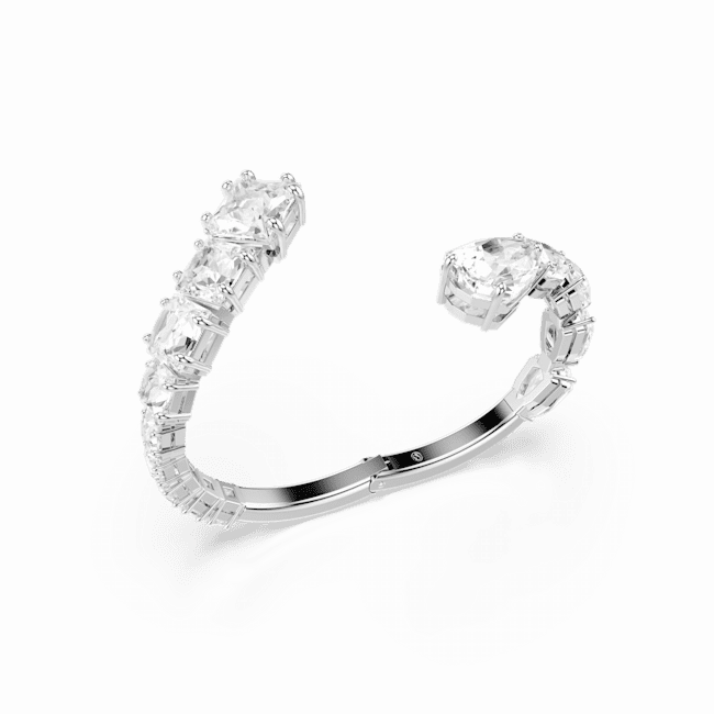 Swarovski Matrix Bangle Mixed Cuts White, Medium, Rhodium Plated