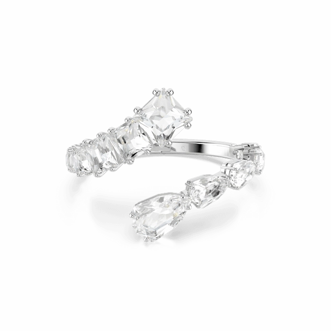 Swarovski Matrix Bangle Mixed Cuts White, Medium, Rhodium Plated