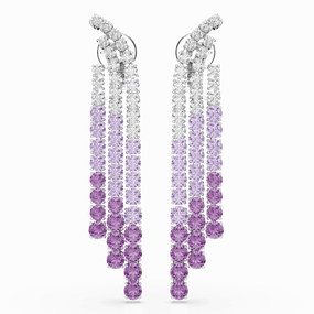 Swarovski Matrix Clip Earrings Color gradient Round cuts Purple Rhodium plated 