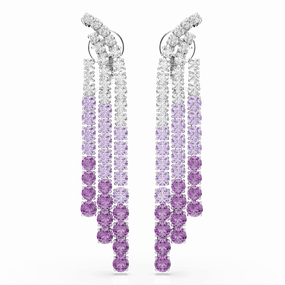 Swarovski Matrix Clip Earrings Color gradient Round cuts Purple Rhodium plated fashion-jewelry  